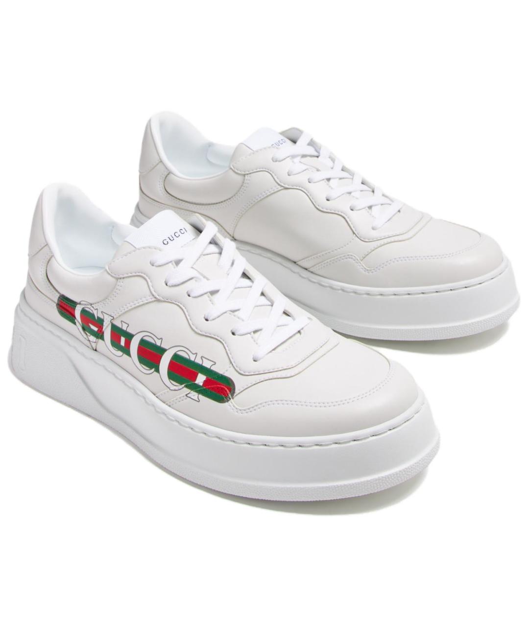 GUCCI Белые низкие кроссовки / кеды из искусственной кожи, фото 4