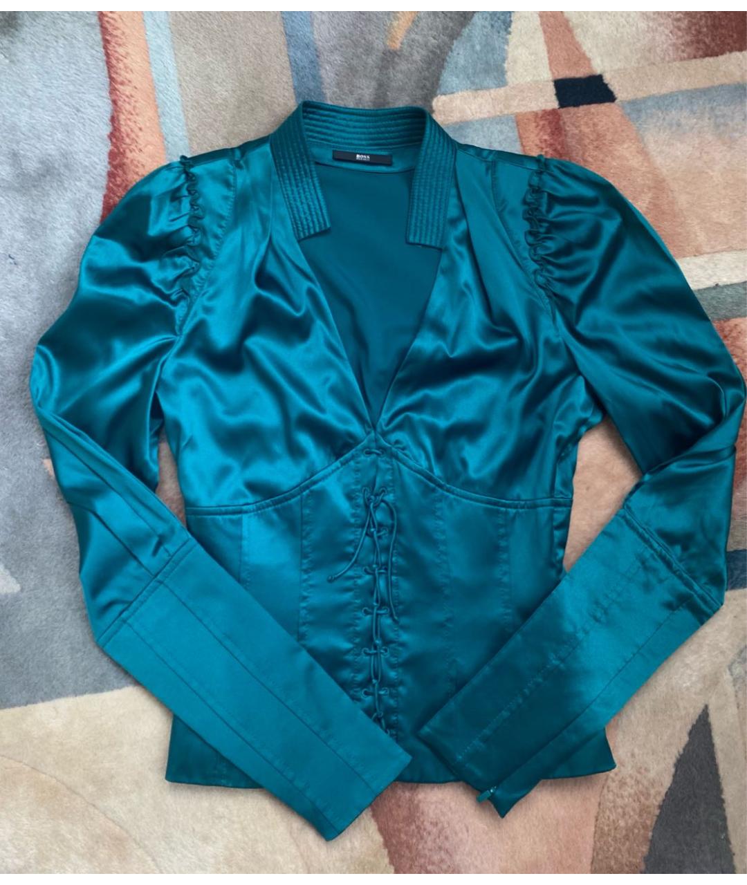 HUGO BOSS Зеленая шелковая блузы, фото 5