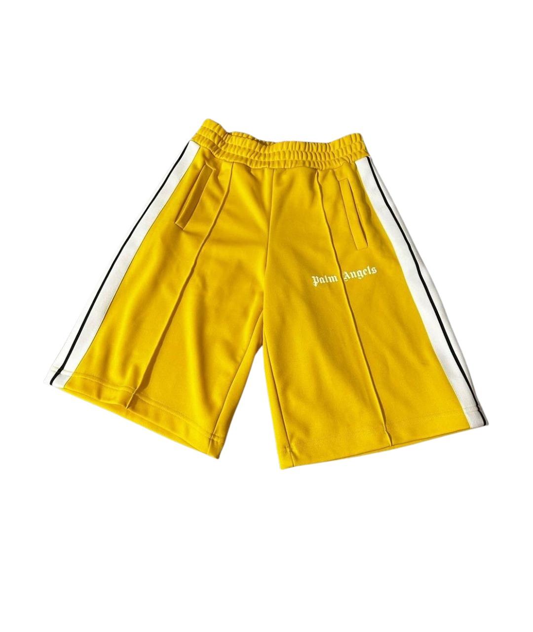 PALM ANGELS Желтые хлопко-эластановые шорты, фото 1