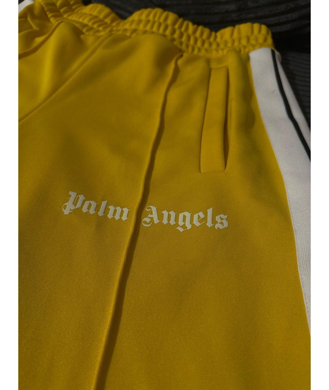 PALM ANGELS Желтые хлопко-эластановые шорты, фото 2