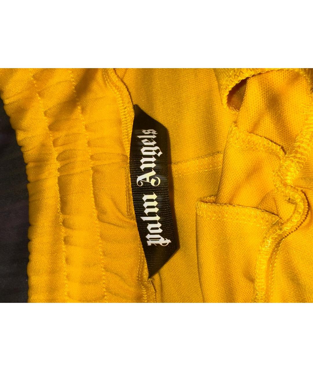 PALM ANGELS Желтые хлопко-эластановые шорты, фото 3