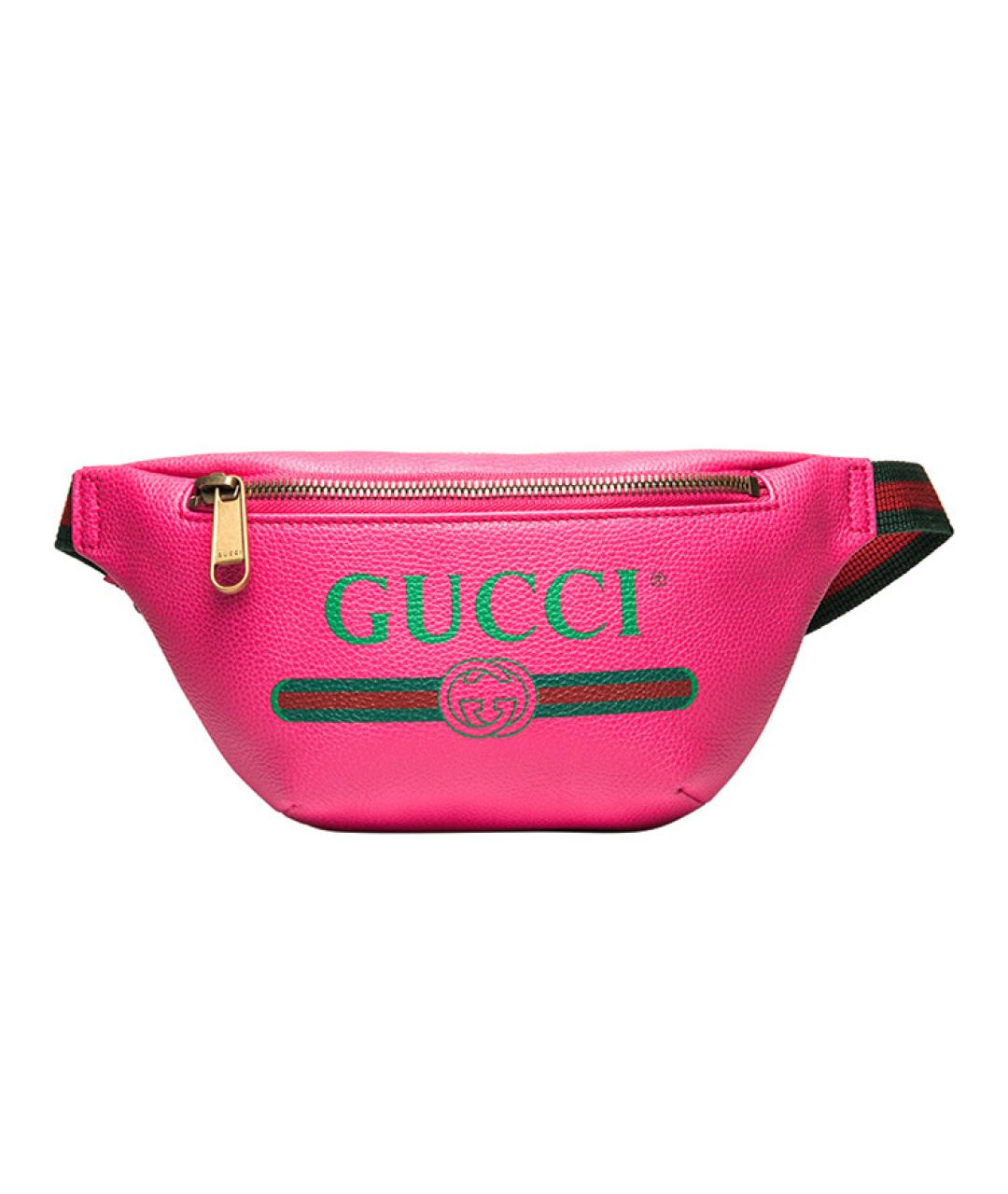 GUCCI Розовая кожаная поясная сумка, фото 1