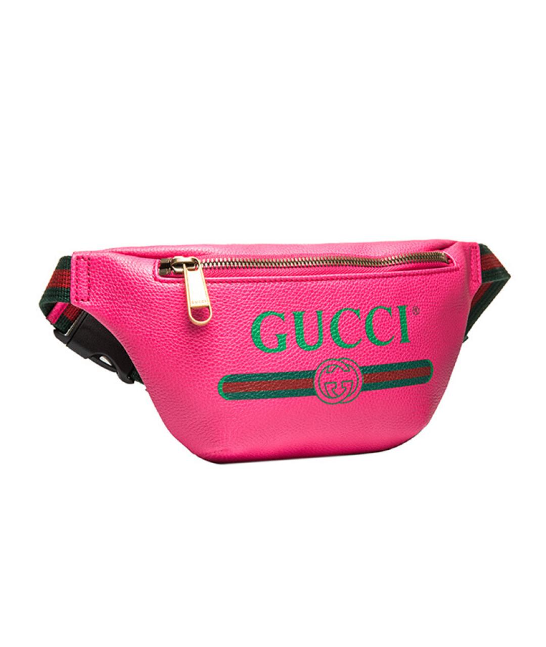 GUCCI Розовая кожаная поясная сумка, фото 2