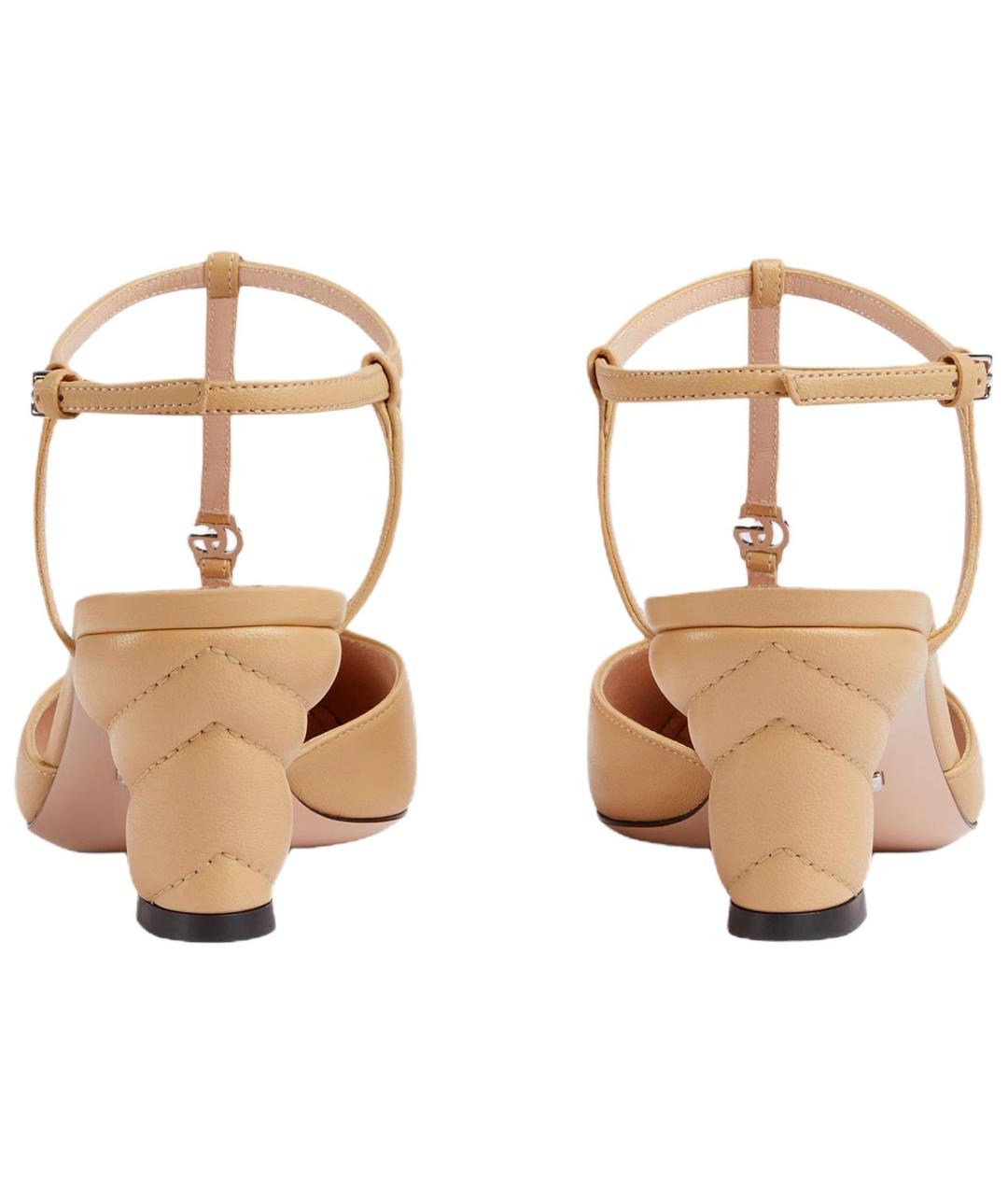 GUCCI Бежевые кожаные туфли, фото 4