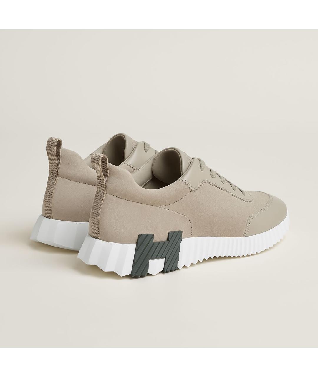 HERMES Бежевые замшевые низкие кроссовки / кеды, фото 4