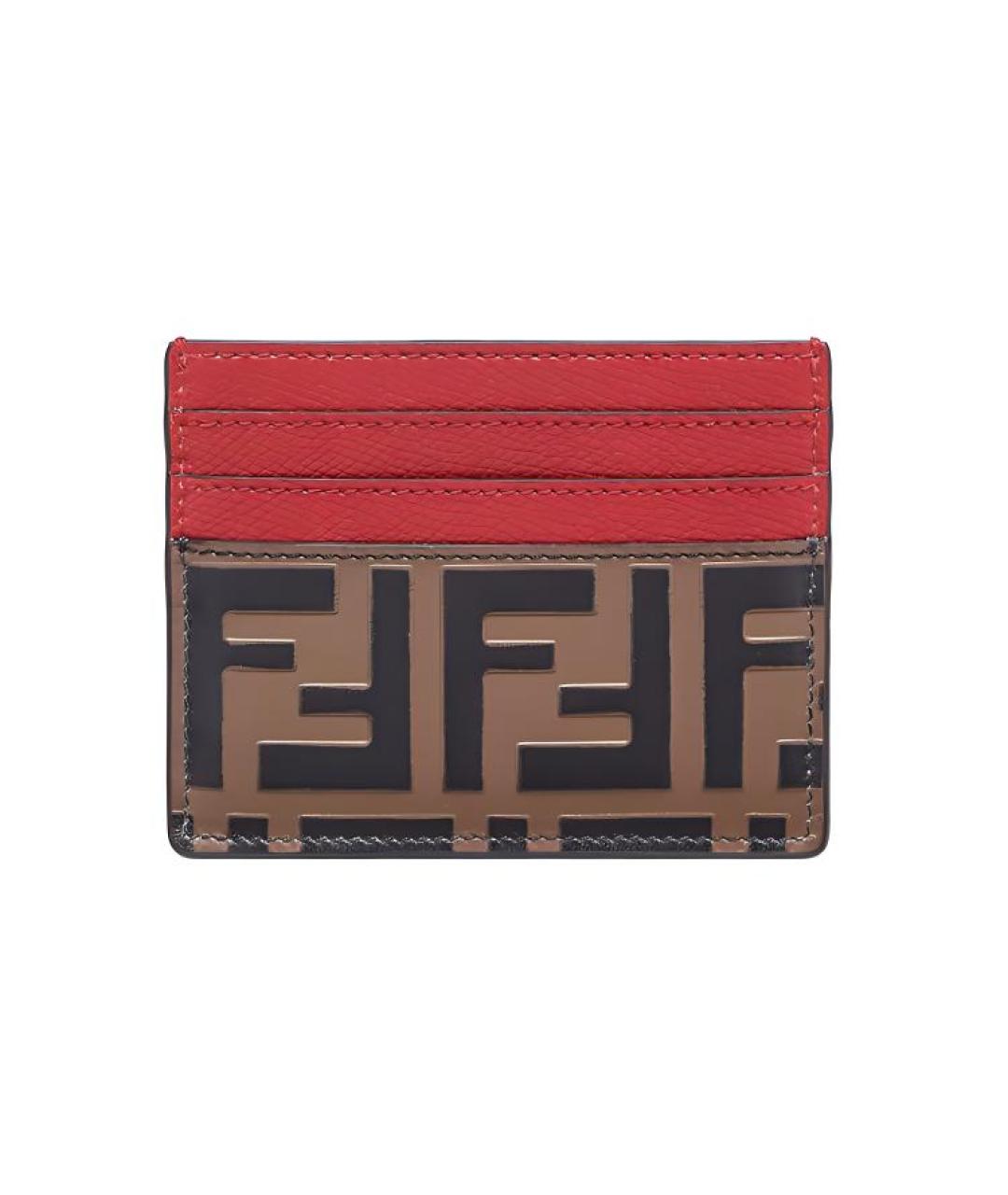 FENDI Красный кожаный кардхолдер, фото 1