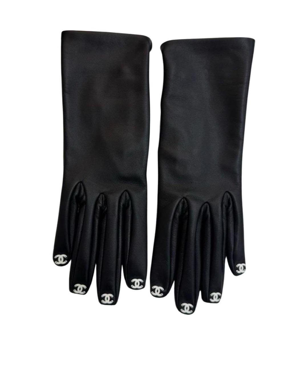 CHANEL Черные кожаные перчатки, фото 1