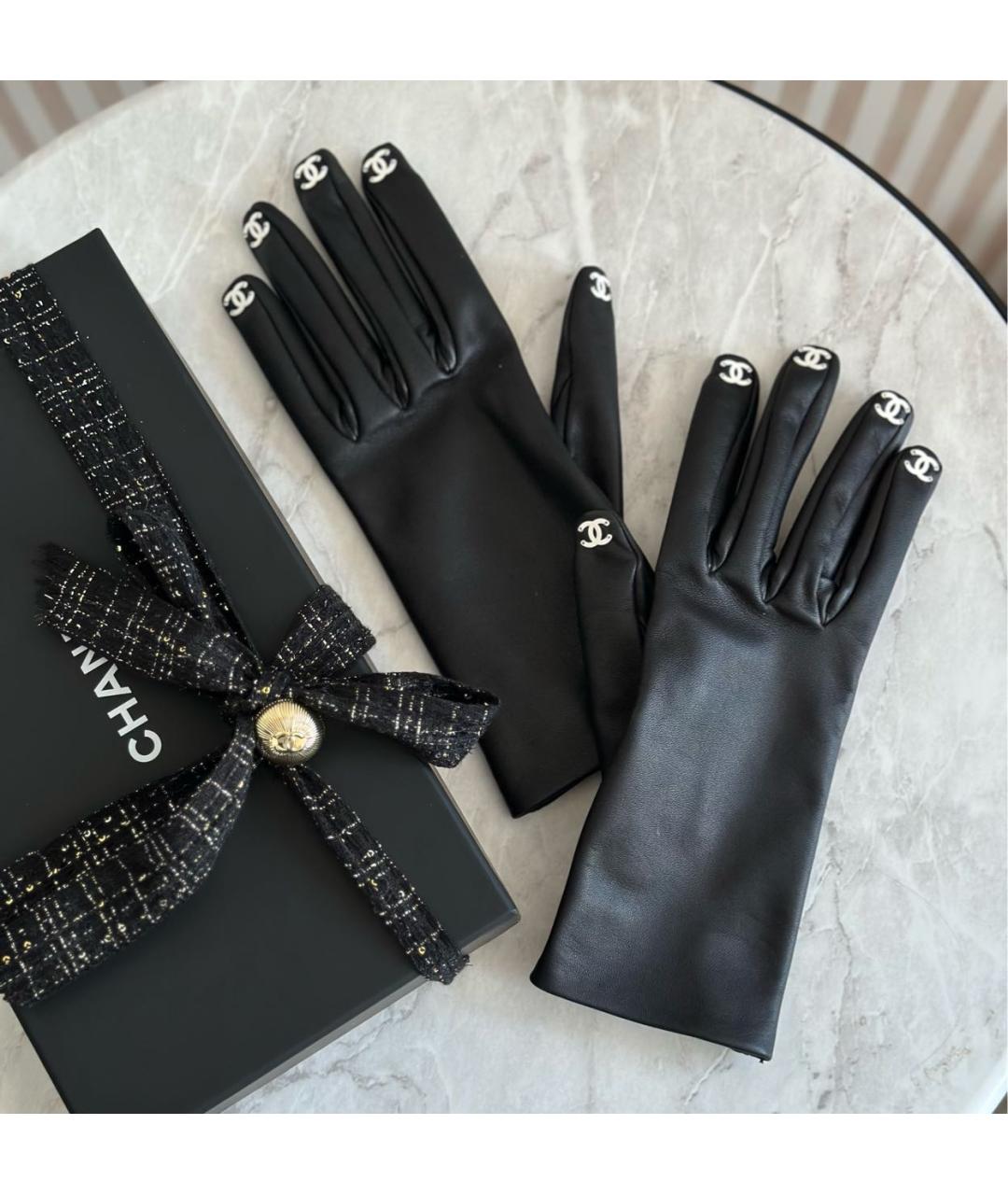 CHANEL Черные кожаные перчатки, фото 2