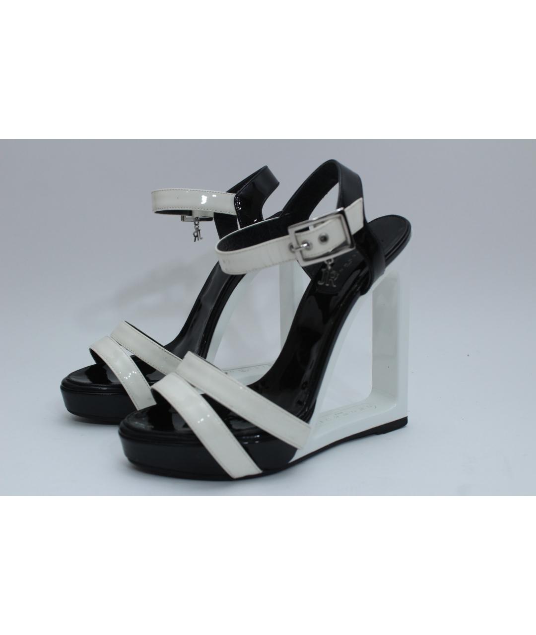 JOHN RICHMOND Черные кожаные босоножки, фото 4