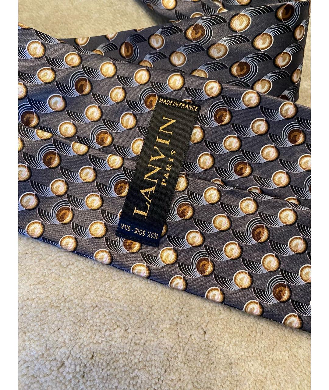 LANVIN Серый шелковый галстук, фото 3