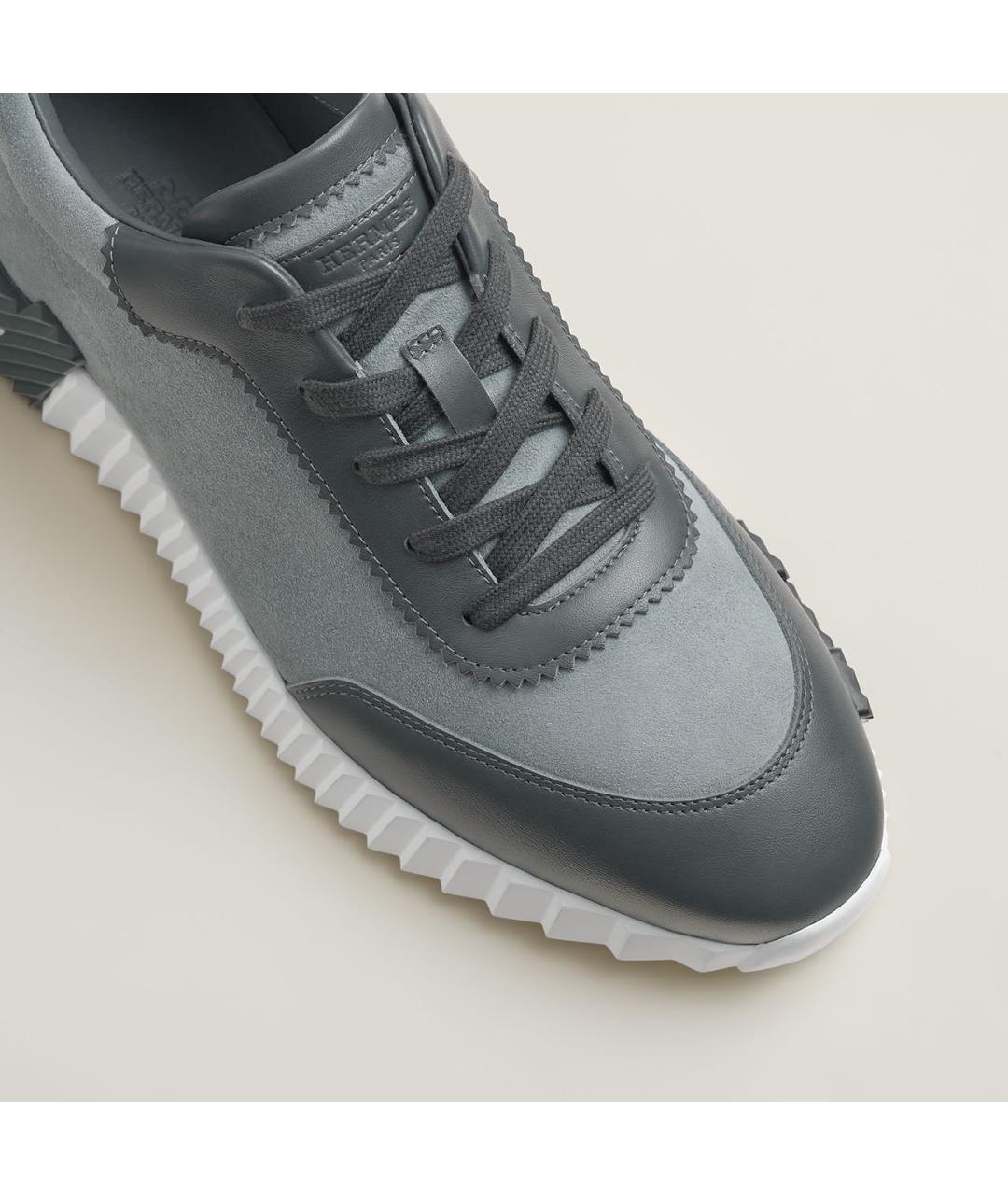 HERMES Серые замшевые низкие кроссовки / кеды, фото 5