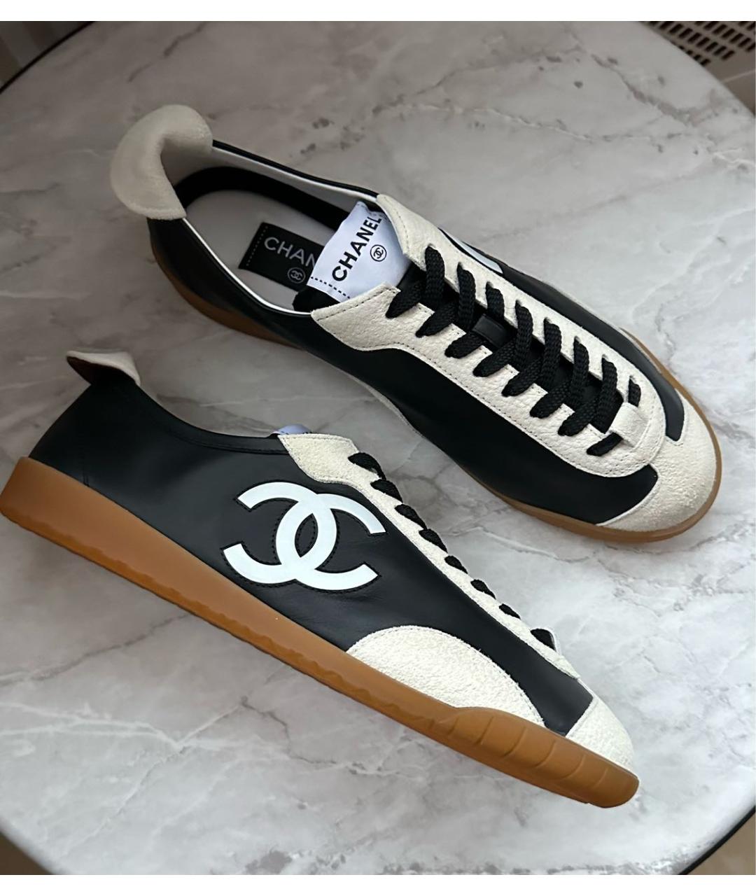 CHANEL Черные кожаные кеды, фото 3