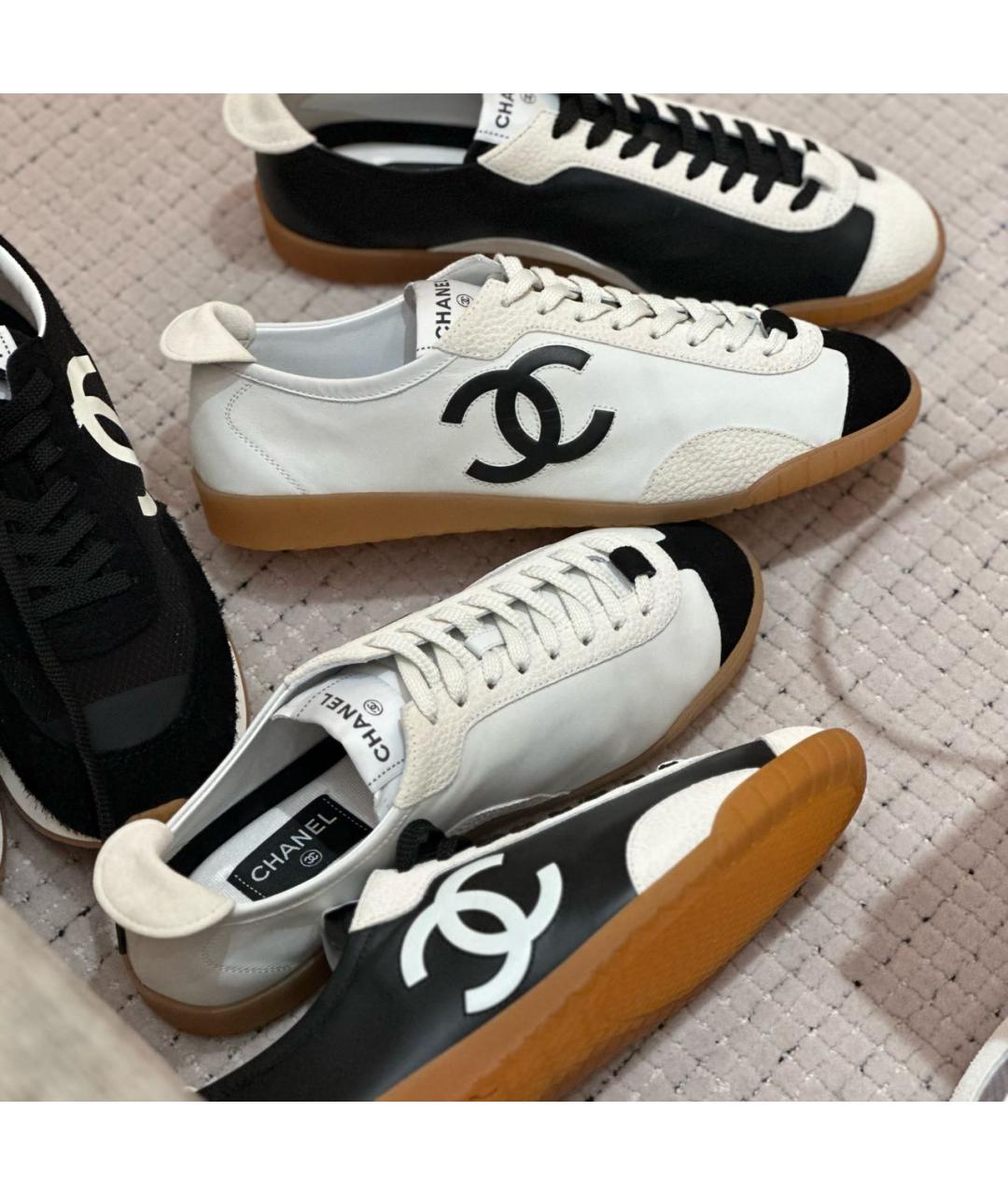 CHANEL Черные кожаные кеды, фото 4