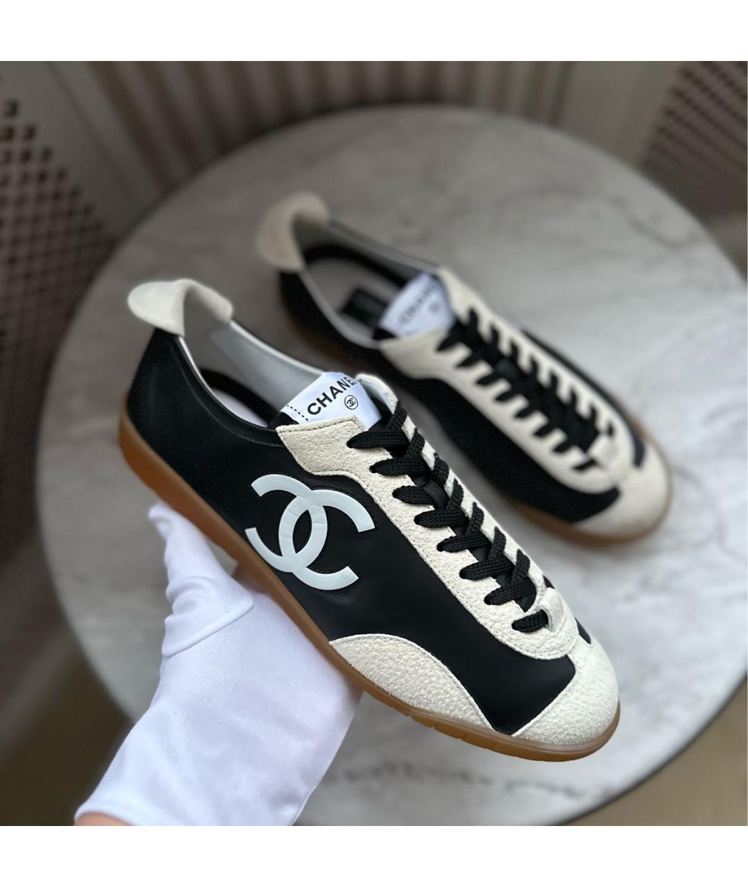 CHANEL Черные кожаные кеды, фото 2