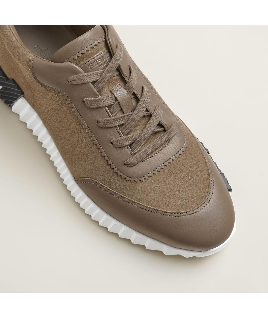 HERMES Коричневые замшевые низкие кроссовки / кеды, фото 5