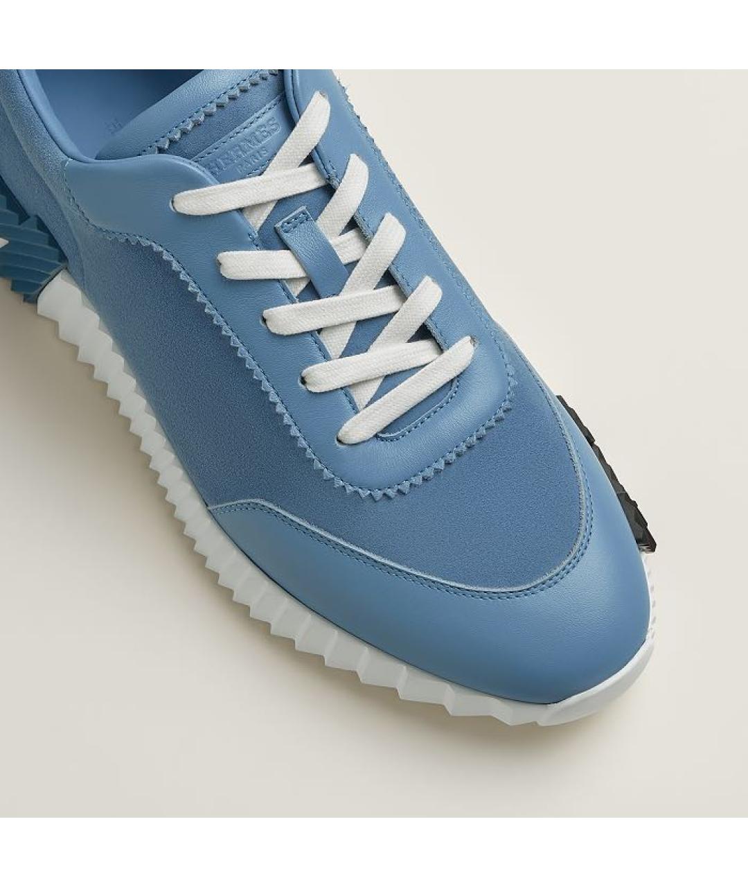 HERMES Голубые замшевые низкие кроссовки / кеды, фото 6