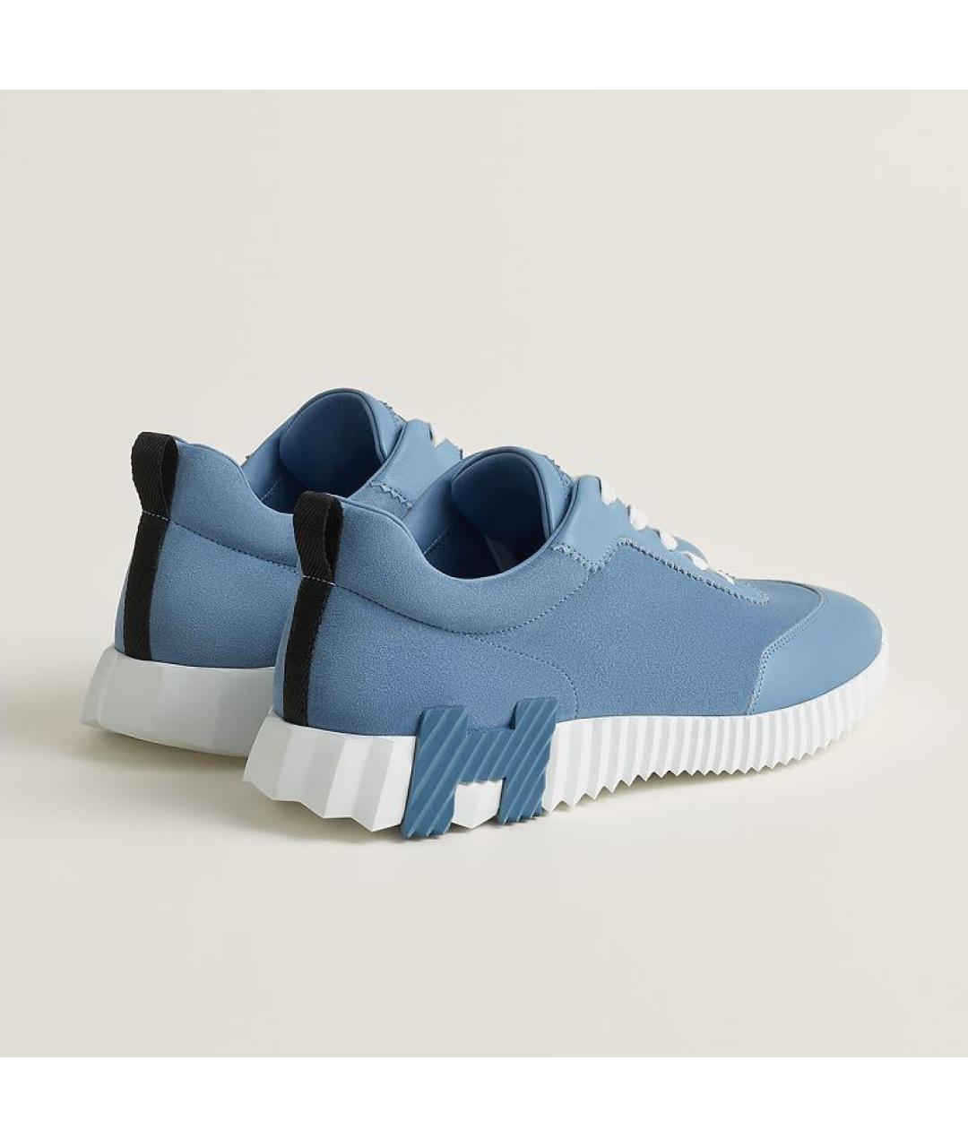 HERMES Голубые замшевые низкие кроссовки / кеды, фото 4