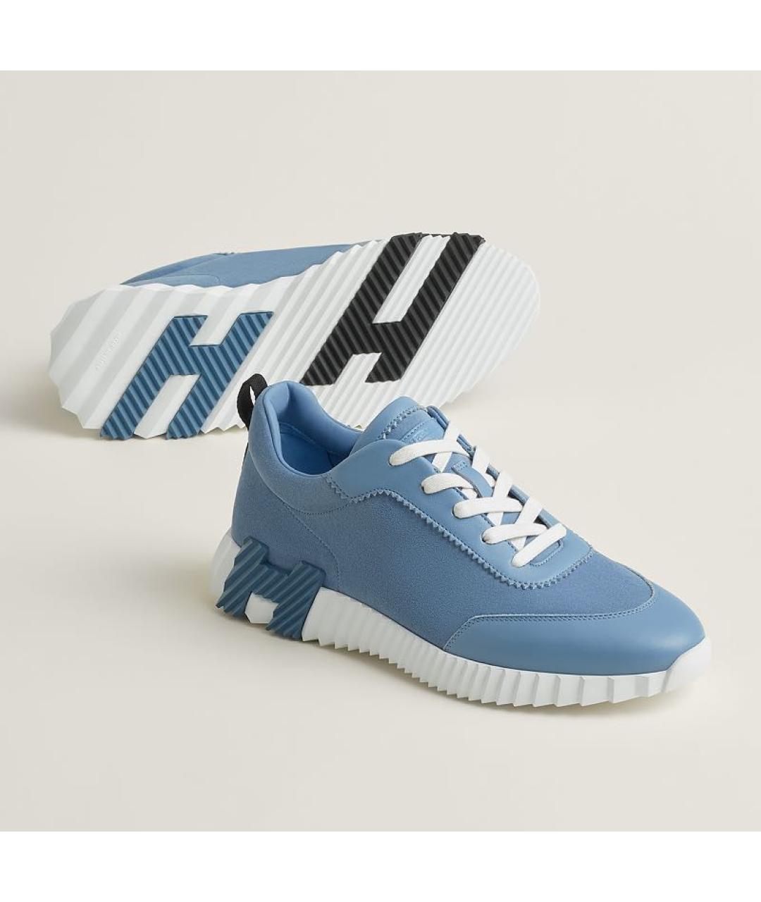 HERMES Голубые замшевые низкие кроссовки / кеды, фото 2