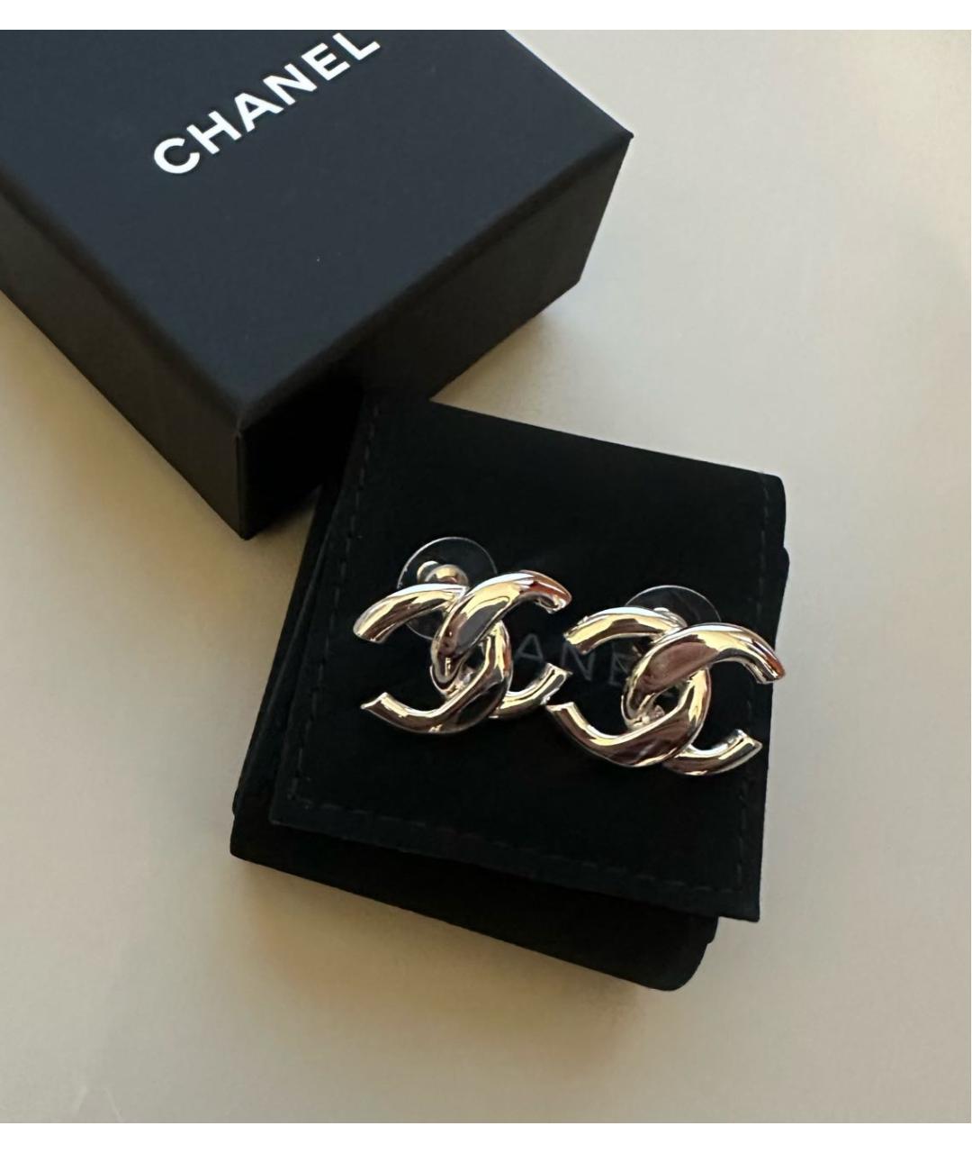 CHANEL Серебряные металлические серьги, фото 2