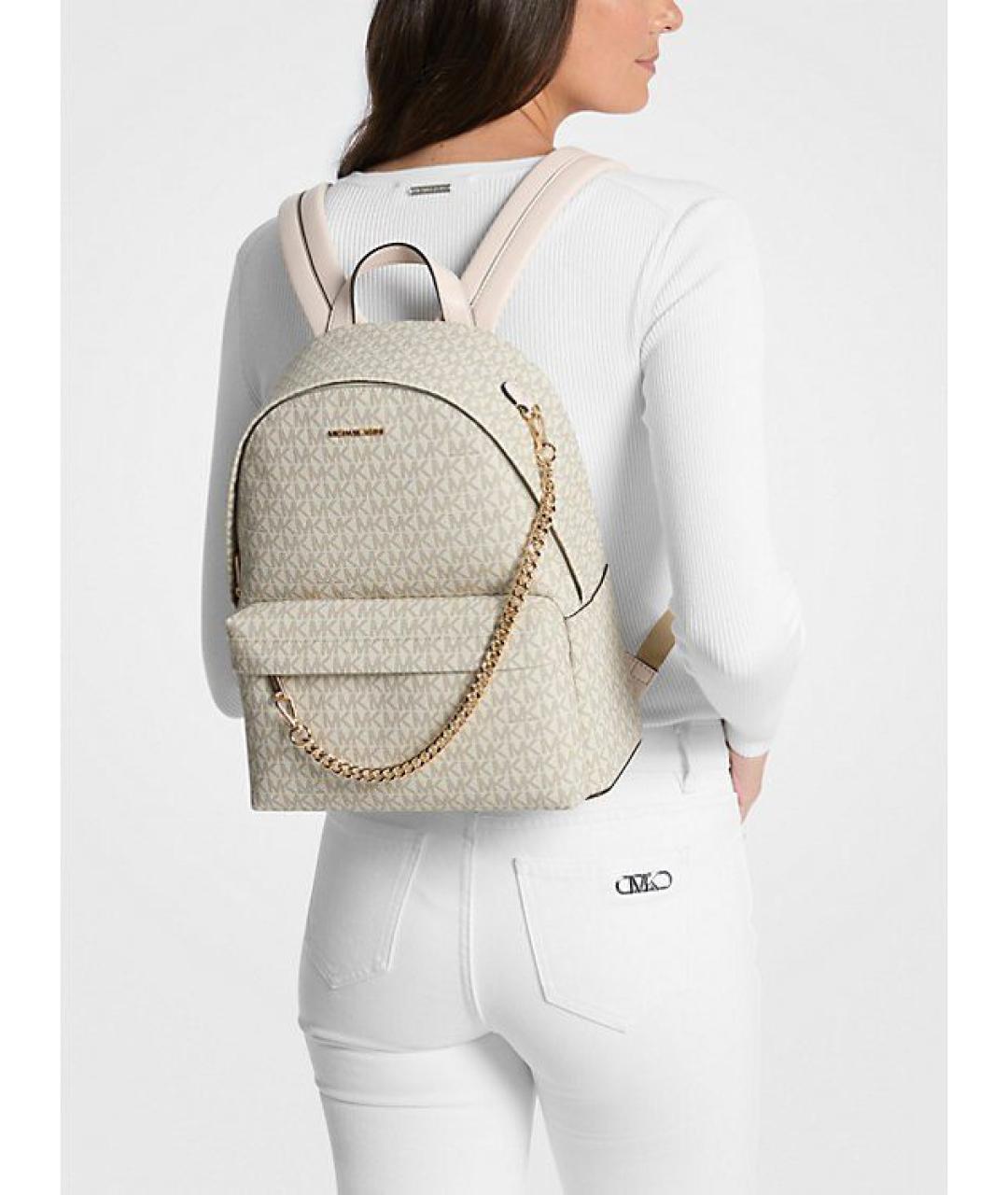 MICHAEL KORS Бежевый рюкзак из искусственной кожи, фото 4