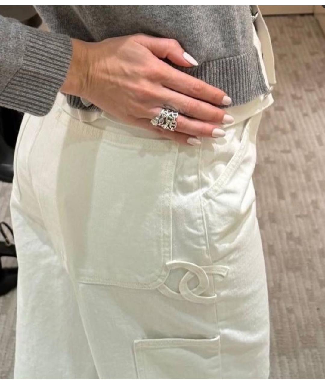 CHANEL Белые хлопковые прямые джинсы, фото 5