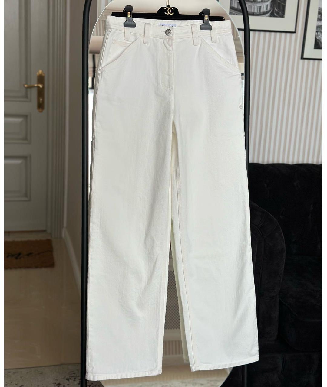 CHANEL Белые хлопковые прямые джинсы, фото 2