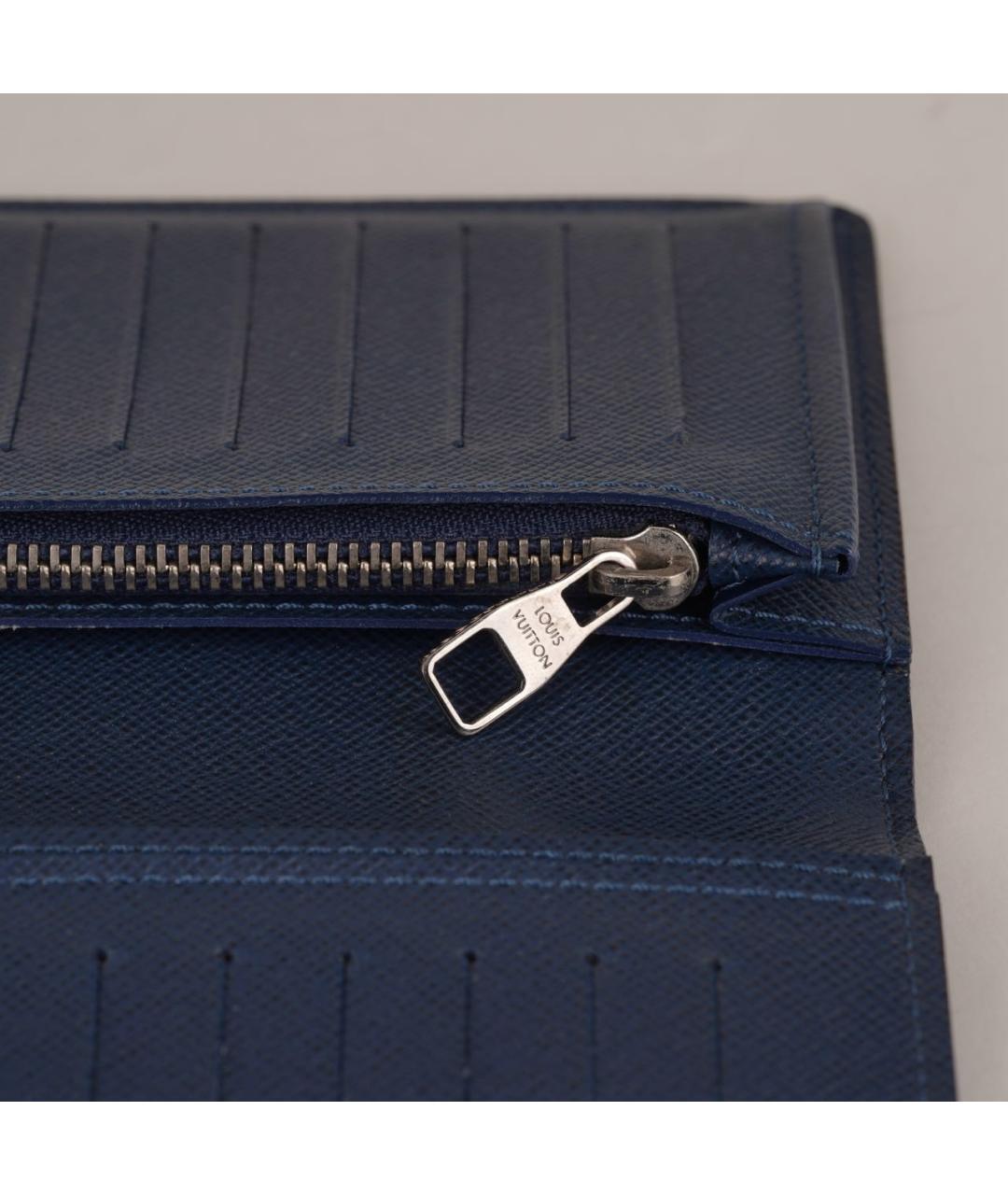LOUIS VUITTON Темно-синий кожаный кошелек, фото 8