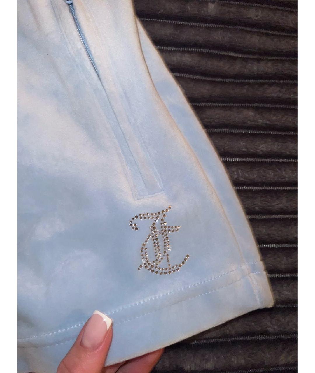 JUICY COUTURE Голубые велюровые спортивные брюки и шорты, фото 4