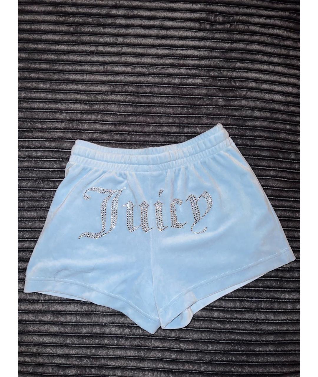 JUICY COUTURE Голубые велюровые спортивные брюки и шорты, фото 7