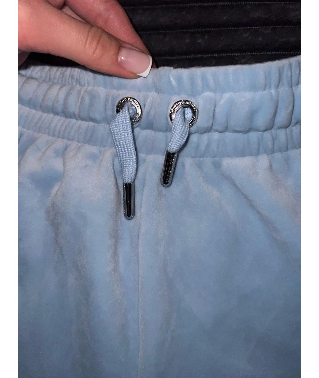 JUICY COUTURE Голубые велюровые спортивные брюки и шорты, фото 3