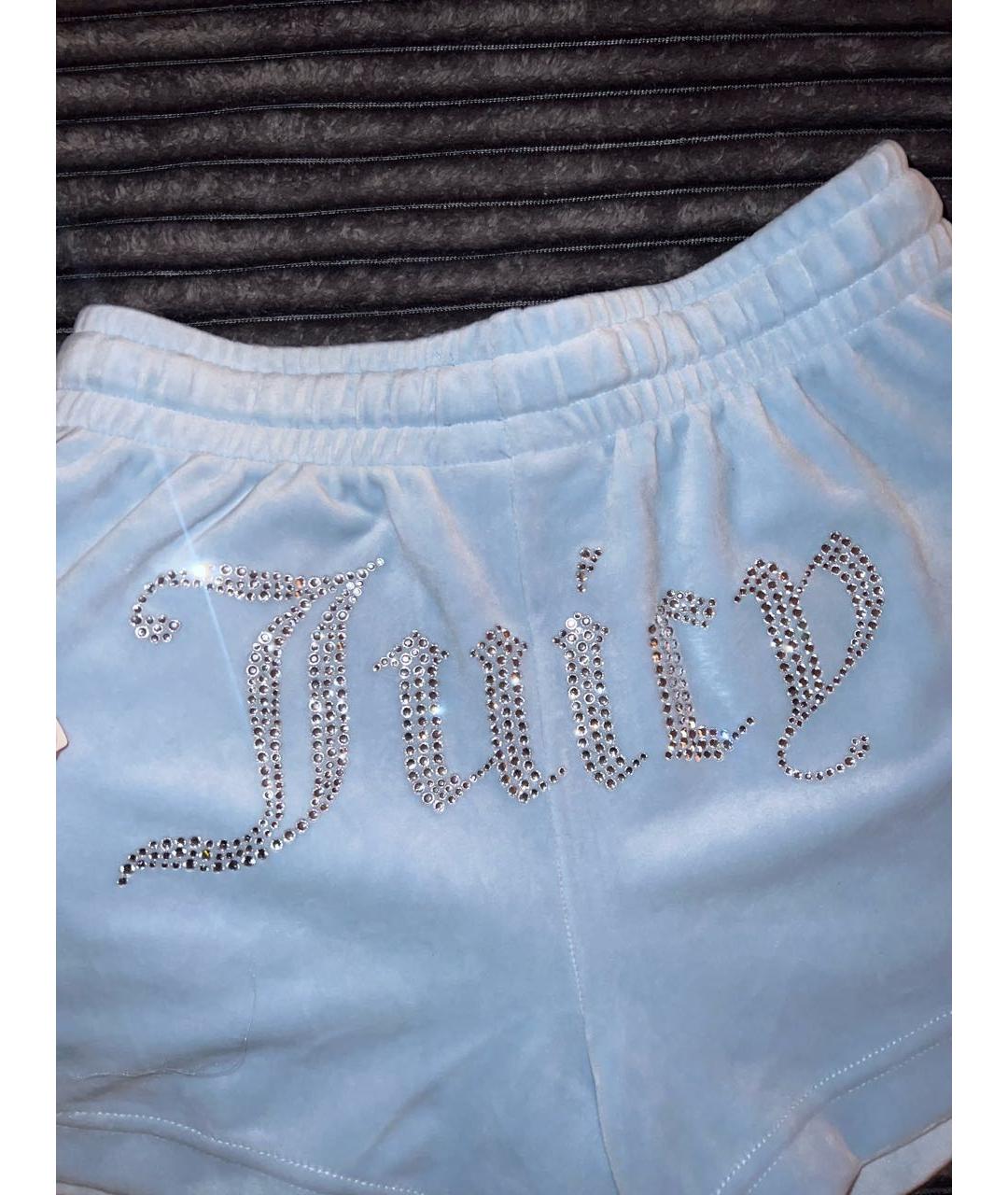 JUICY COUTURE Голубые велюровые спортивные брюки и шорты, фото 6