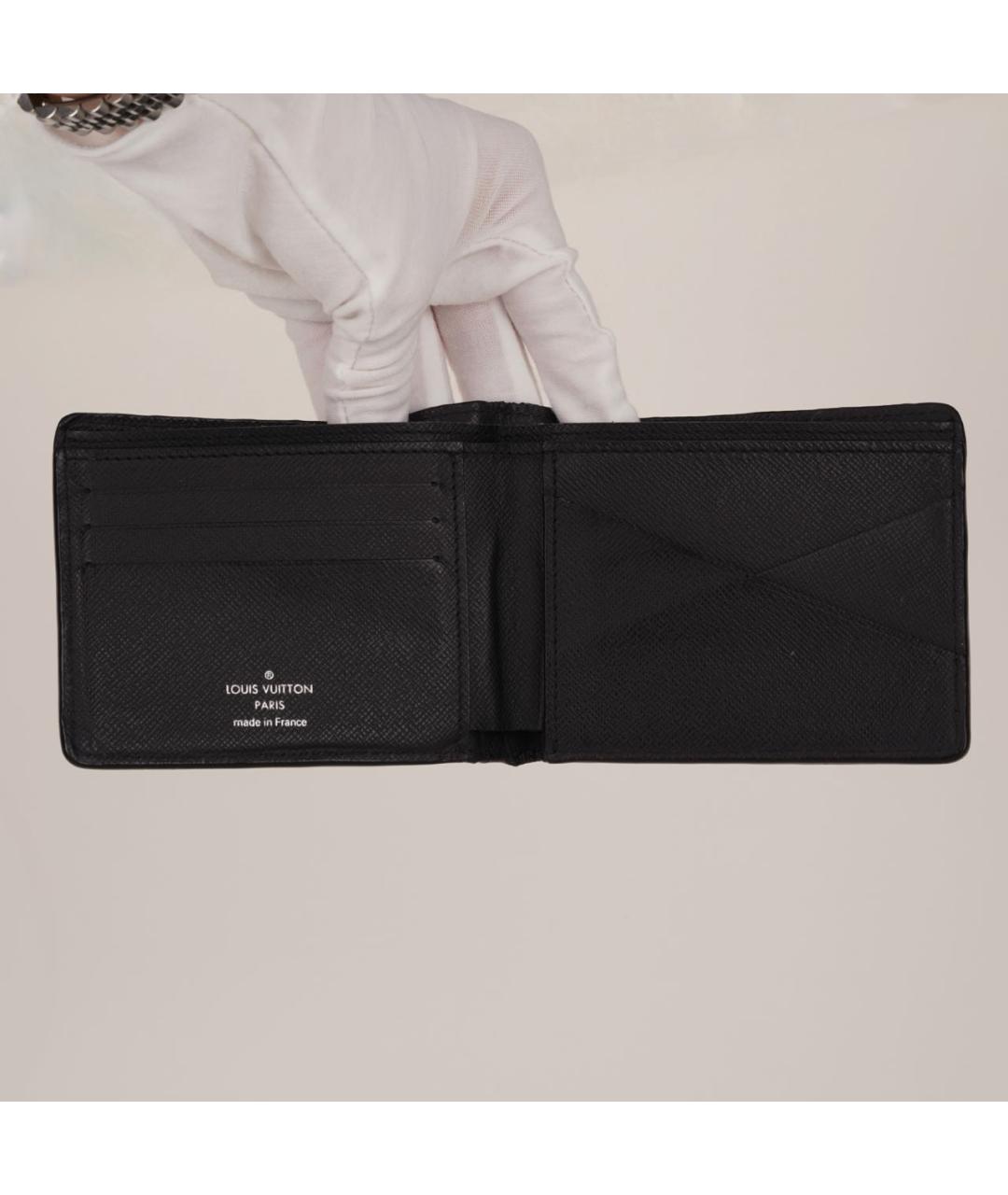 LOUIS VUITTON Черный кожаный кошелек, фото 7