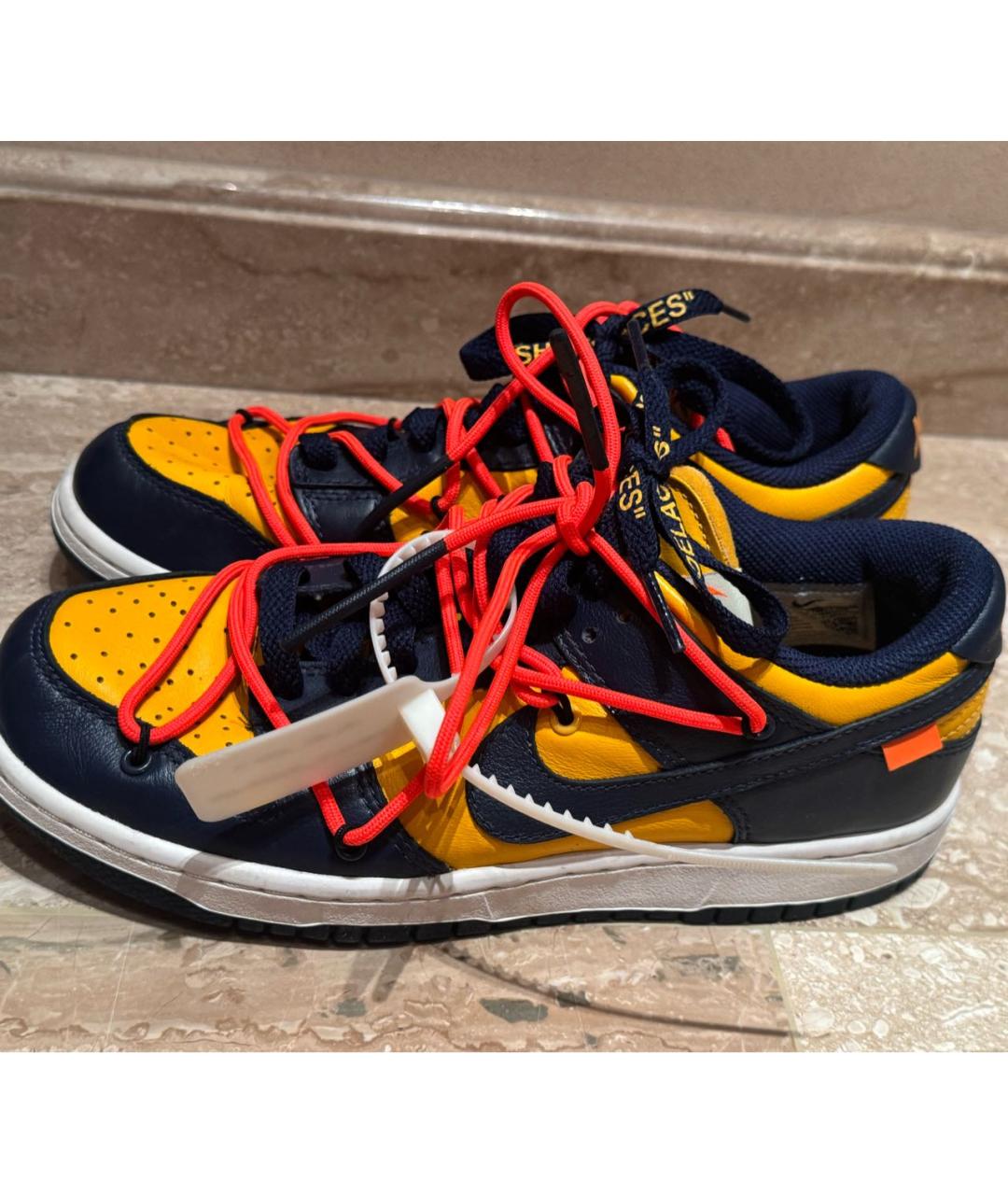 NIKE X OFF-WHITE Синие кожаные кроссовки, фото 5