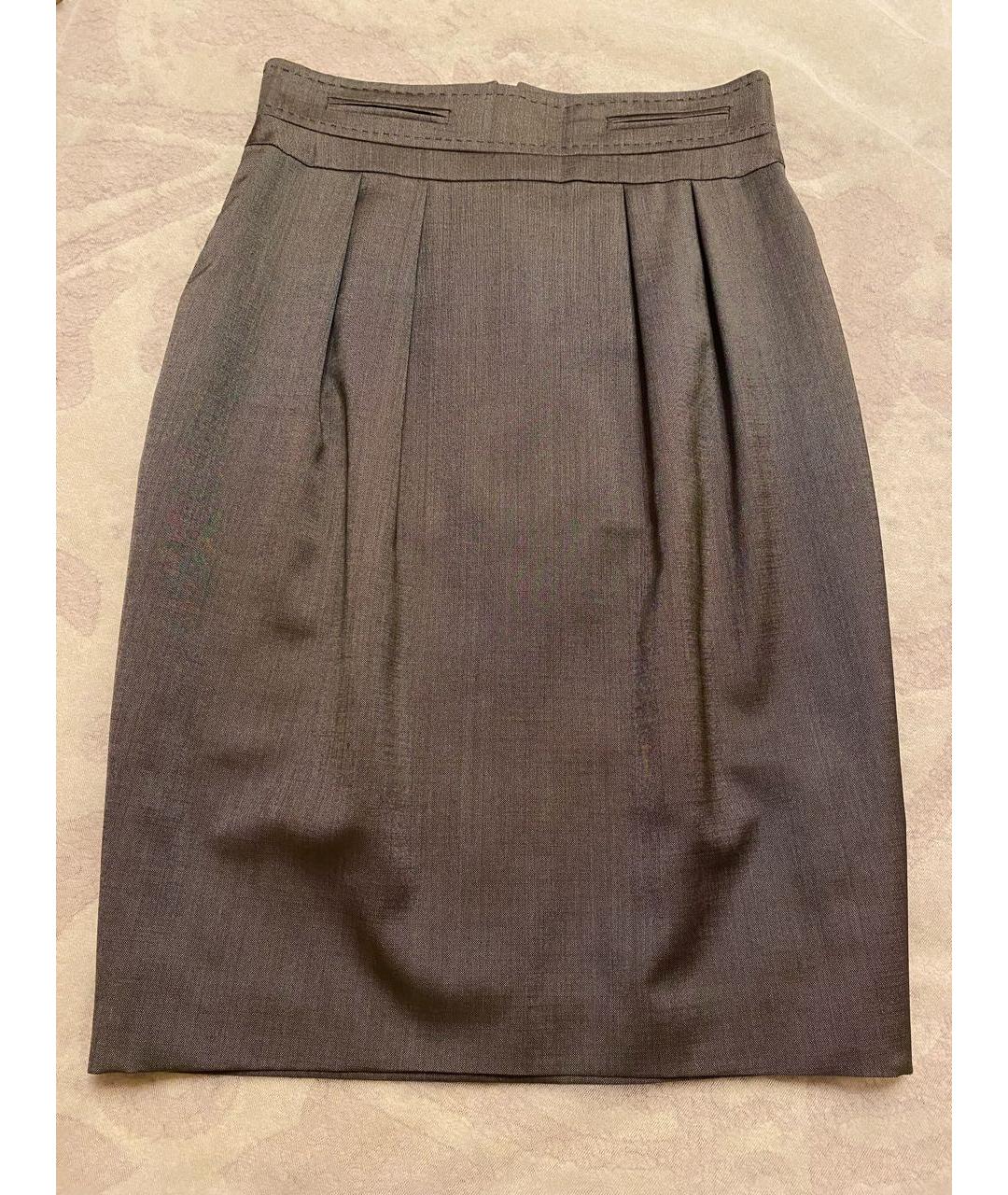 ESCADA Серая шерстяная юбка миди, фото 5