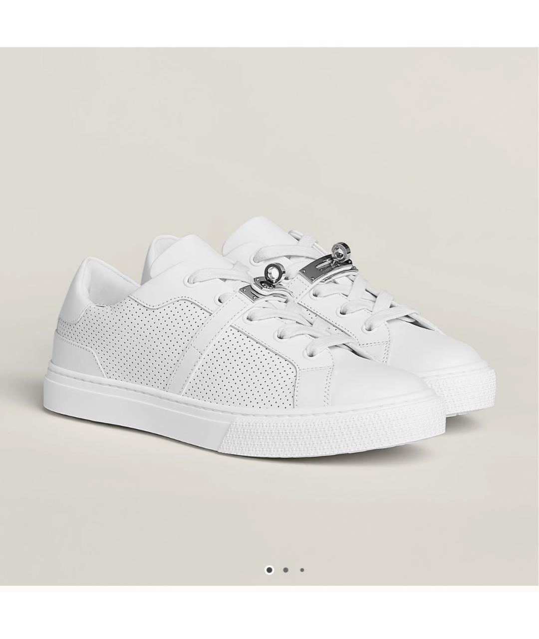 HERMES Белые кожаные кеды, фото 2