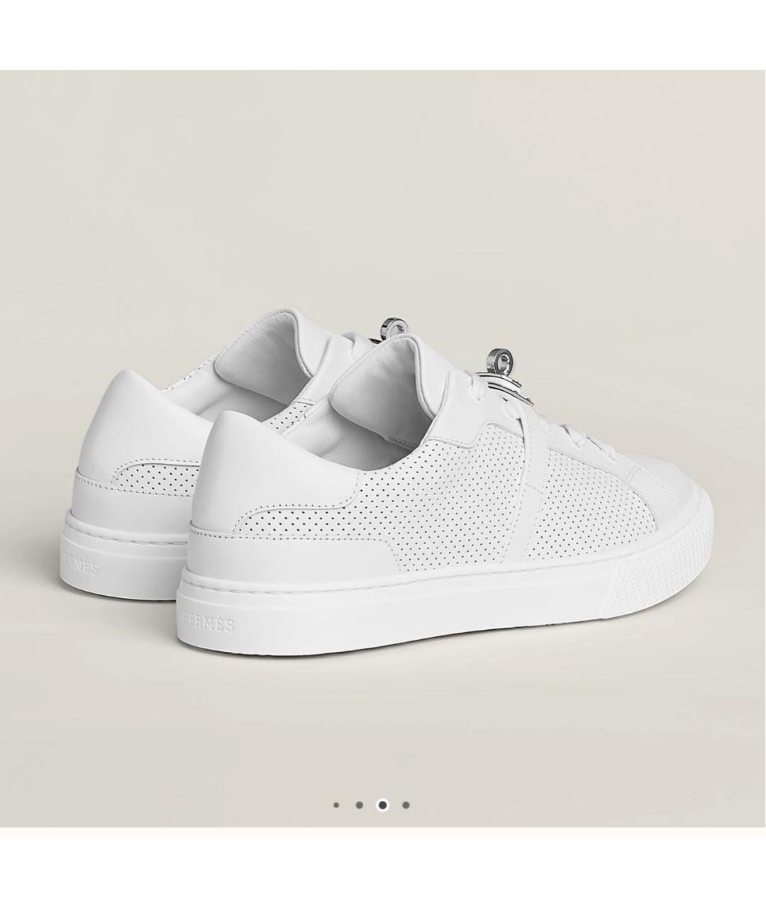 HERMES Белые кожаные кеды, фото 3