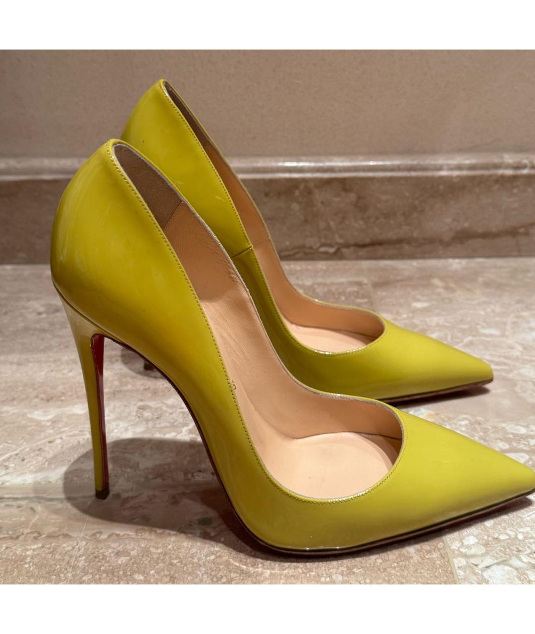 CHRISTIAN LOUBOUTIN Желтые туфли из лакированной кожи, фото 5