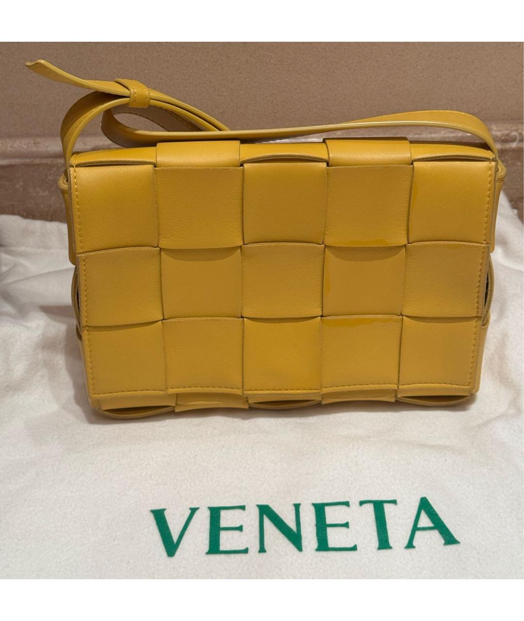 BOTTEGA VENETA Желтая кожаная сумка через плечо, фото 5