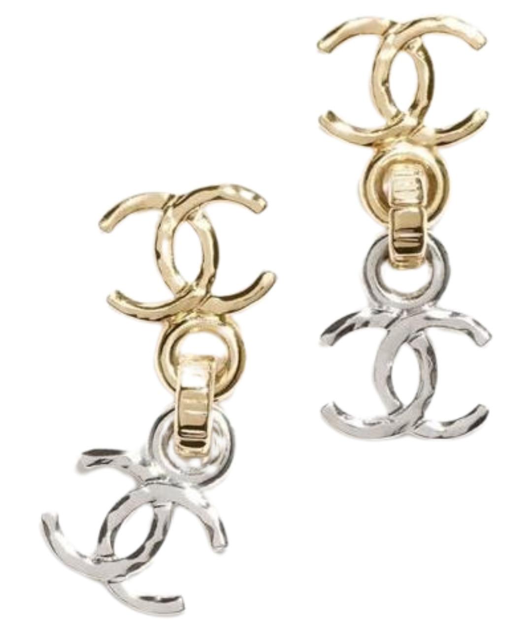 CHANEL Золотые металлические серьги, фото 1