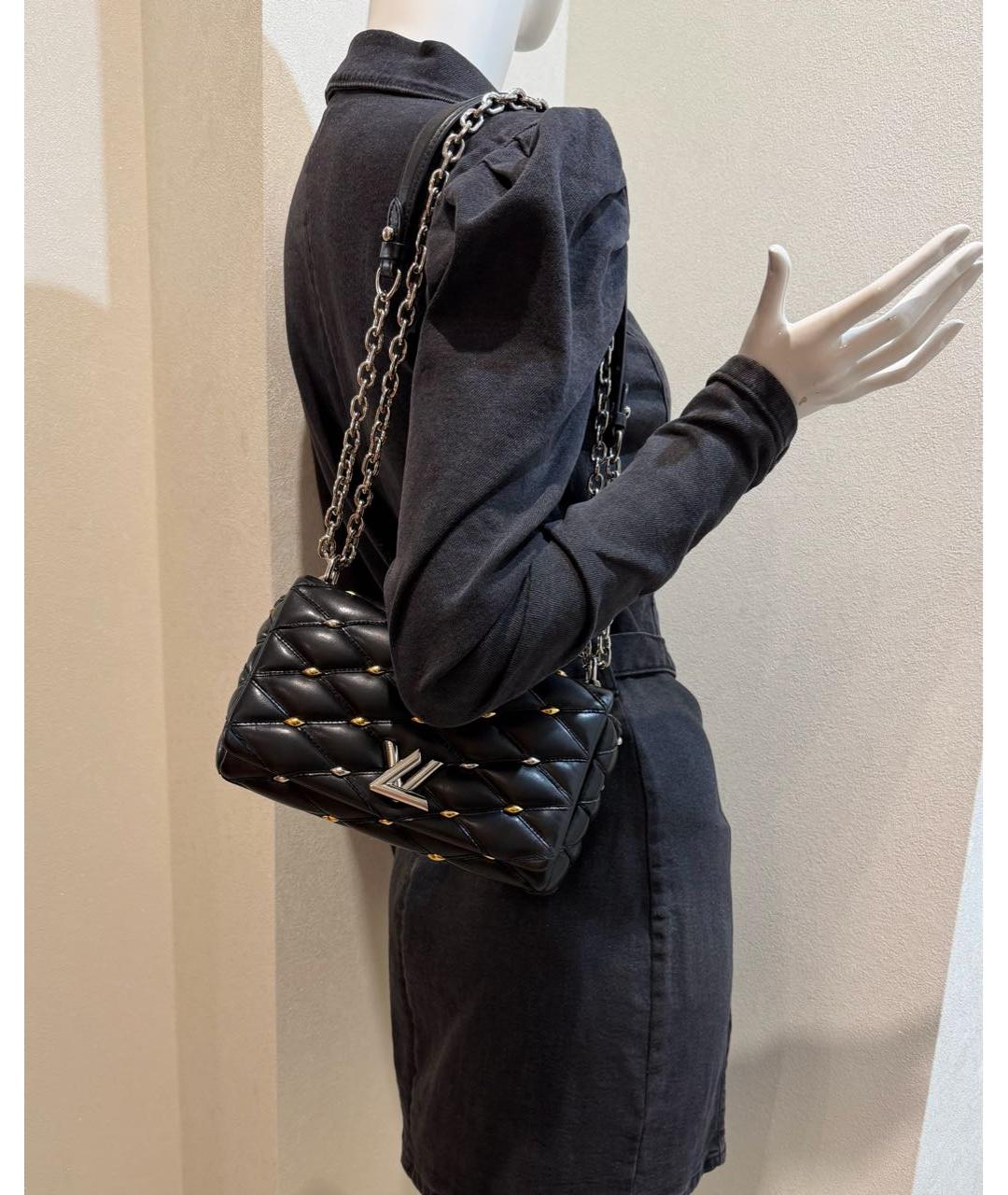 LOUIS VUITTON Черная кожаная сумка через плечо, фото 7