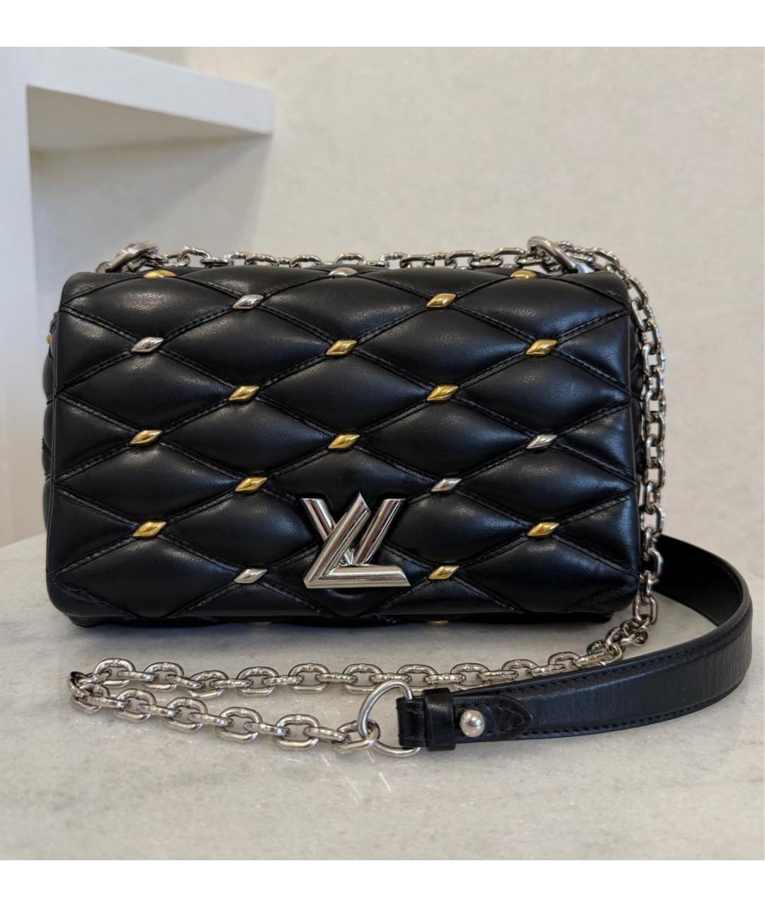 LOUIS VUITTON Черная кожаная сумка через плечо, фото 2