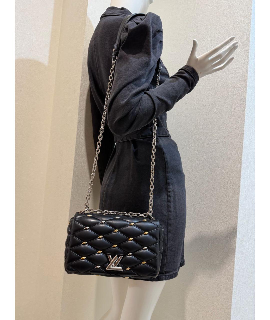 LOUIS VUITTON Черная кожаная сумка через плечо, фото 5