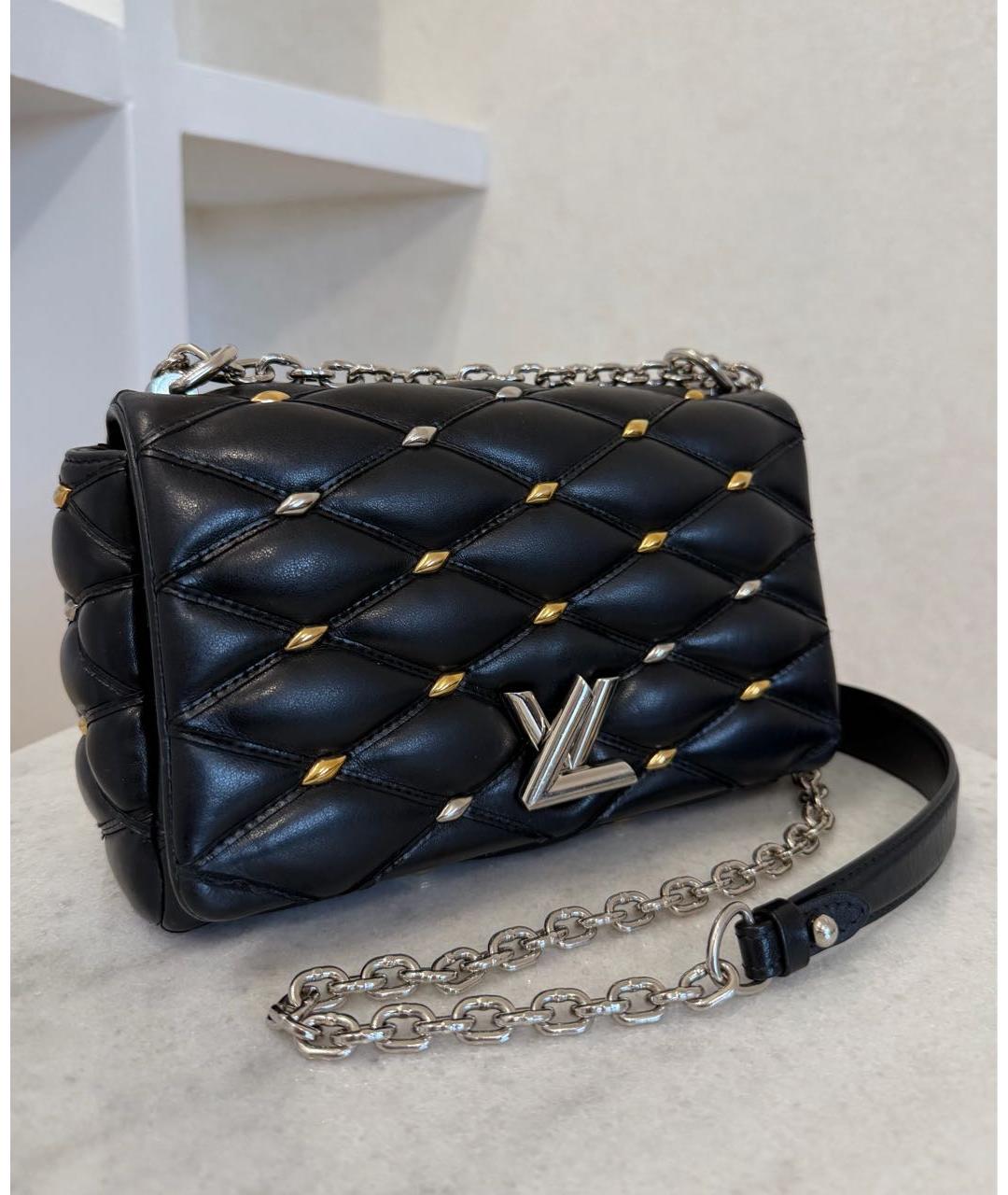 LOUIS VUITTON Черная кожаная сумка через плечо, фото 3