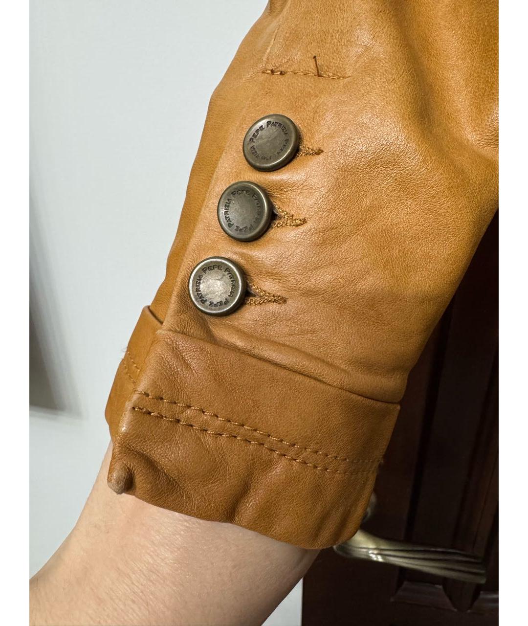 PATRIZIA PEPE Оранжевая кожаная куртка, фото 2