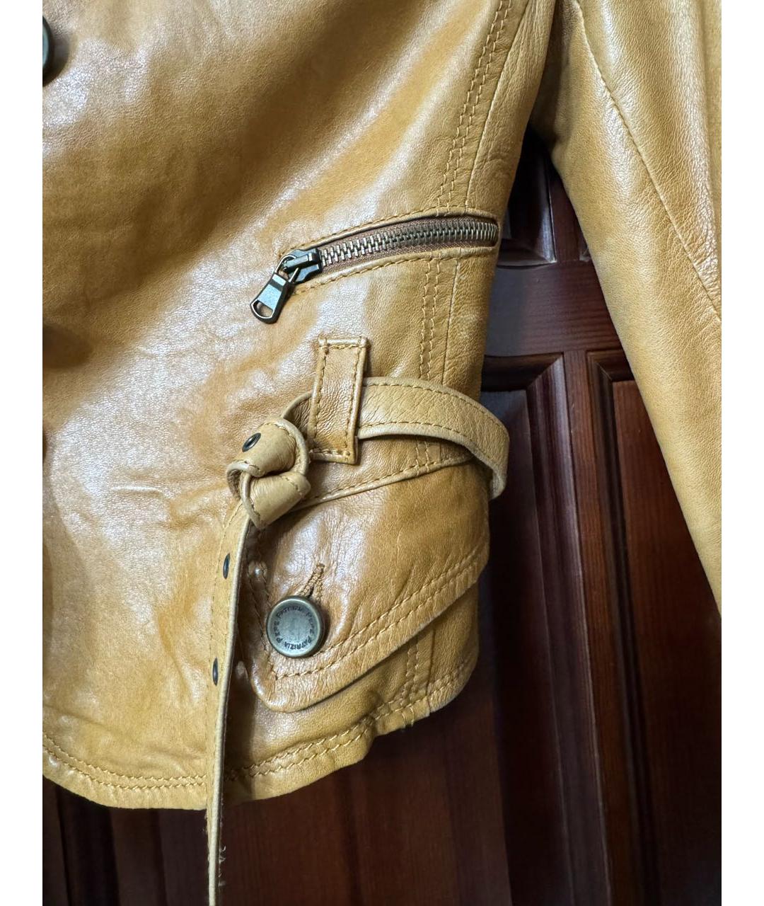 PATRIZIA PEPE Оранжевая кожаная куртка, фото 3