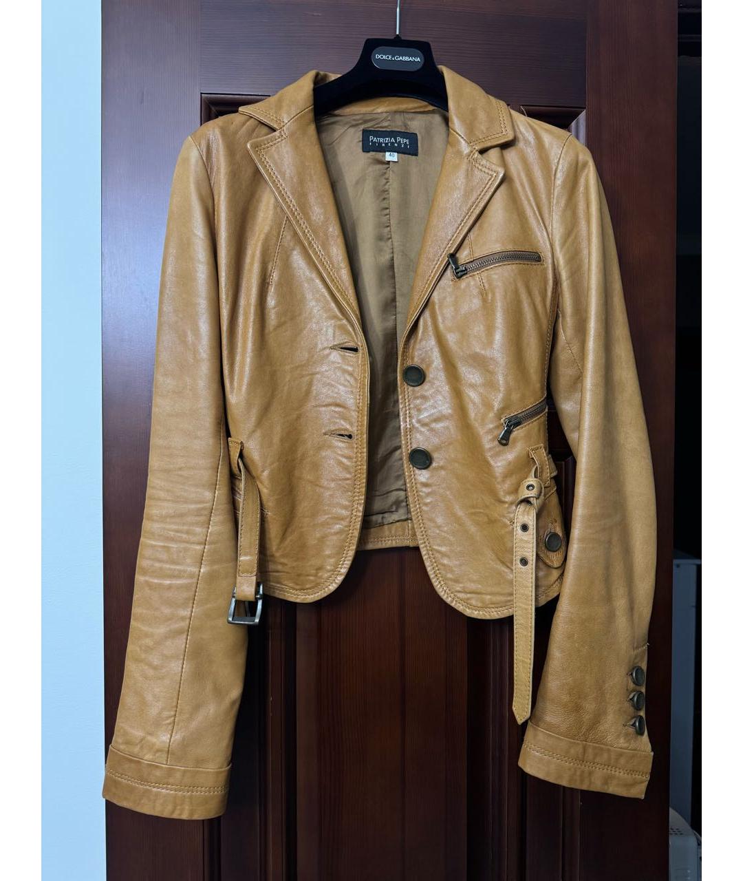 PATRIZIA PEPE Оранжевая кожаная куртка, фото 8