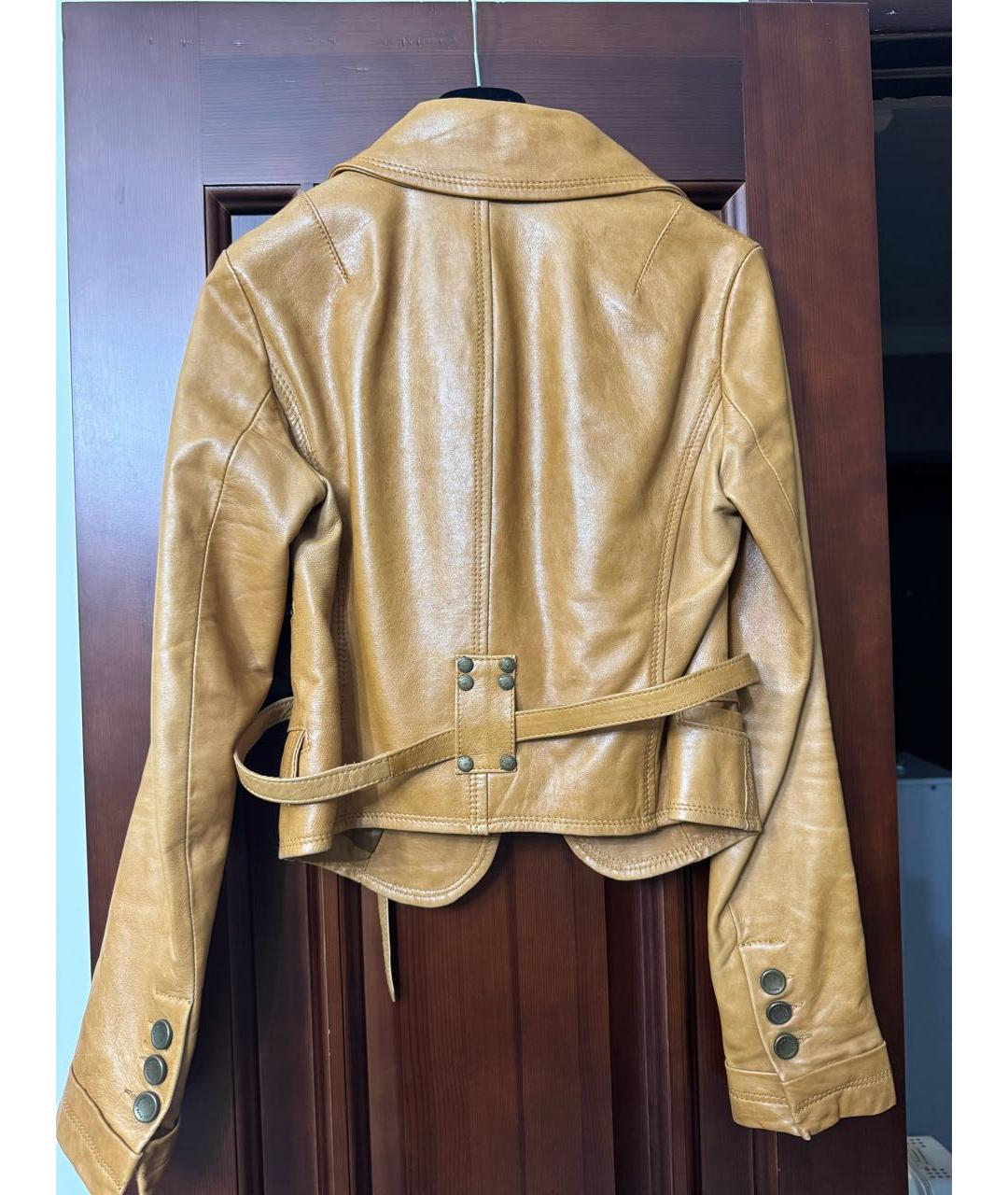 PATRIZIA PEPE Оранжевая кожаная куртка, фото 7