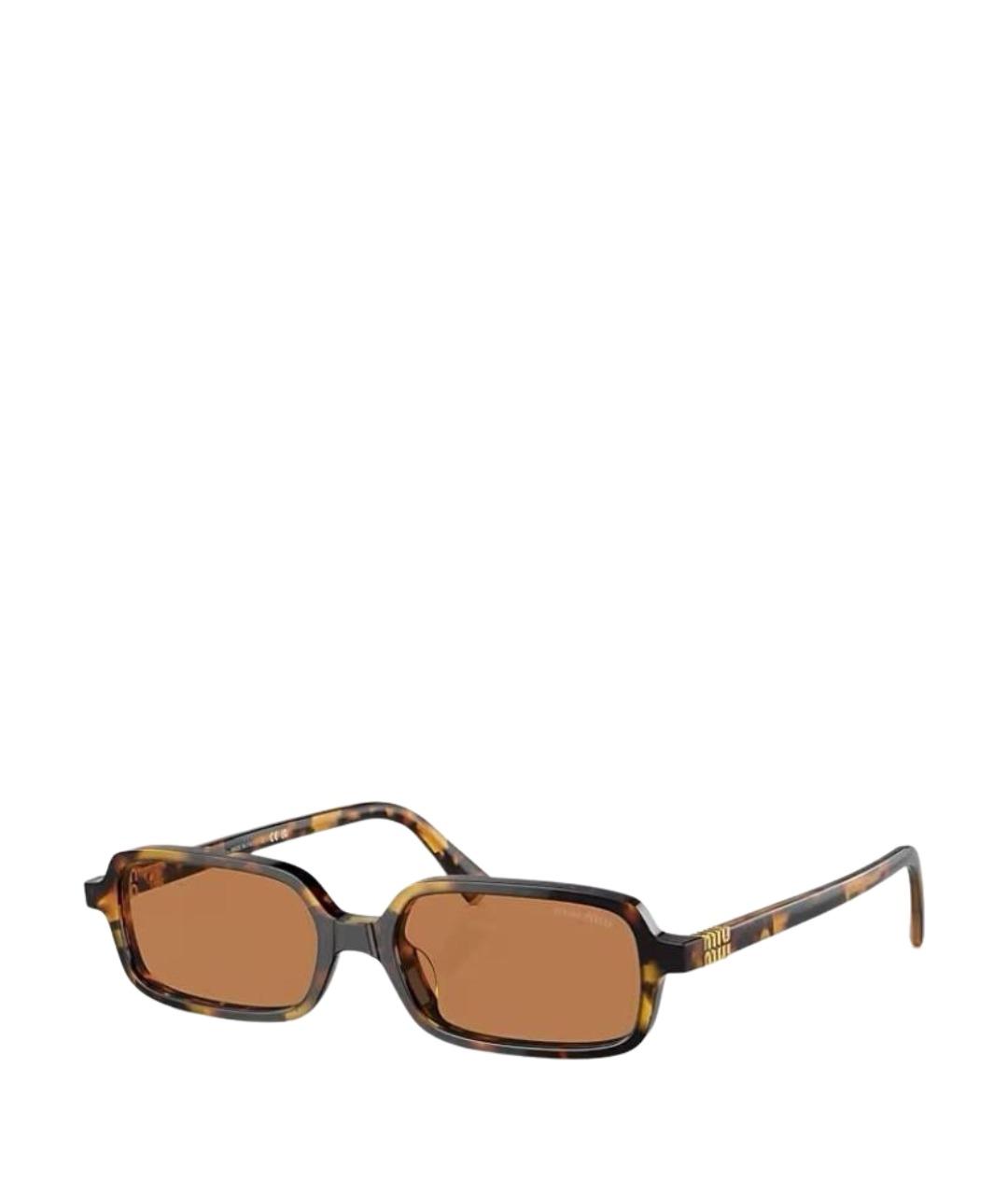 MIU MIU Коричневые пластиковые солнцезащитные очки, фото 1
