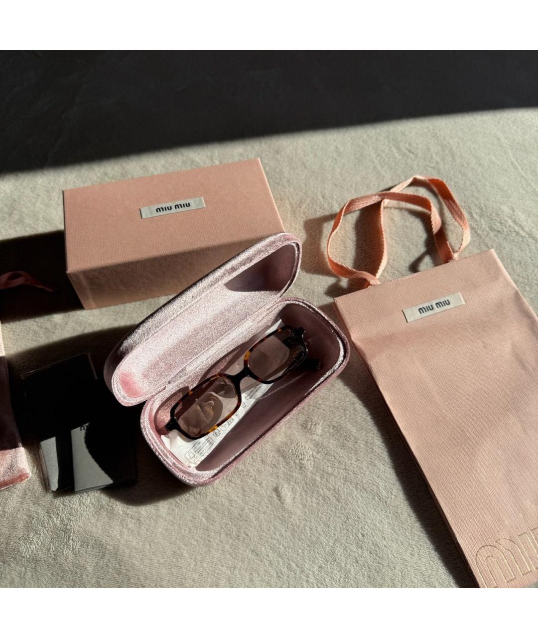 MIU MIU Коричневые пластиковые солнцезащитные очки, фото 5