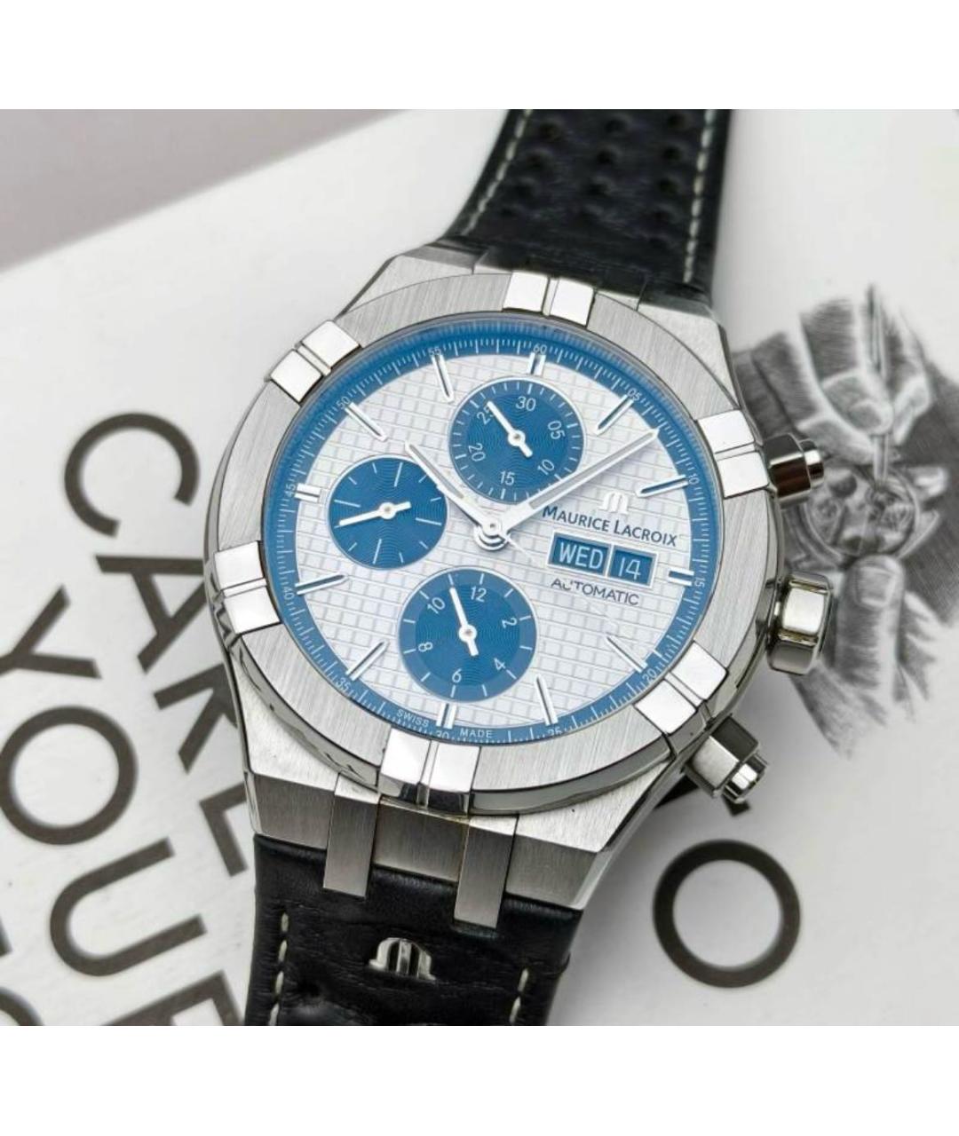 MAURICE LACROIX Черные стальные часы, фото 5